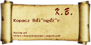 Kopacz Böngér névjegykártya